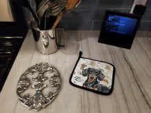 Load image into Gallery viewer, Black and Tan Dachshund Coffee Bar Pair of Pot Holders