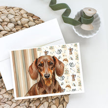 Load image into Gallery viewer, Chocolate and Tan Dachshund Coffee Bar Greeting Cards Pack of 8