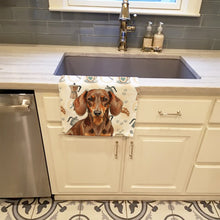 Load image into Gallery viewer, Chocolate and Tan Dachshund Coffee Bar Kitchen Towel