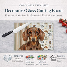 Load image into Gallery viewer, Chocolate and Tan Dachshund Coffee Bar Glass Cutting Board