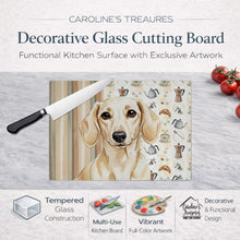 Load image into Gallery viewer, Cream Dachshund Coffee Bar Glass Cutting Board