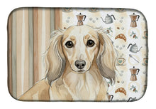 Load image into Gallery viewer, Longhaired Cream Dachshund Coffee Bar Dish Drying Mat