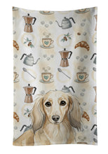 Load image into Gallery viewer, Longhaired Cream Dachshund Coffee Bar Kitchen Towel