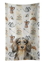 Load image into Gallery viewer, Longhaired Dapple Dachshund Coffee Bar Kitchen Towel