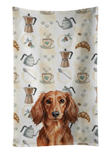 Load image into Gallery viewer, Longhaired Red Dachshund Coffee Bar Kitchen Towel