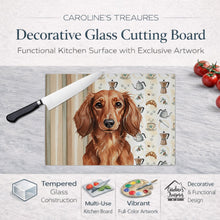 Load image into Gallery viewer, Longhaired Red Dachshund Coffee Bar Glass Cutting Board