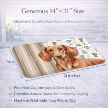Load image into Gallery viewer, Red Brown Dachshund Coffee Bar Dish Drying Mat