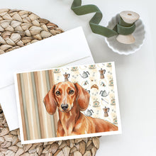 Load image into Gallery viewer, Red Brown Dachshund Coffee Bar Greeting Cards Pack of 8