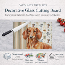 Load image into Gallery viewer, Red Brown Dachshund Coffee Bar Glass Cutting Board