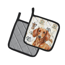Load image into Gallery viewer, Red Brown Dachshund Coffee Bar Pair of Pot Holders