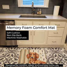 Load image into Gallery viewer, Red Brown Dachshund Coffee Bar Memory Foam Kitchen Mat
