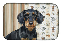 Load image into Gallery viewer, Wirehaired Black and Tan Dachshund Coffee Bar Dish Drying Mat