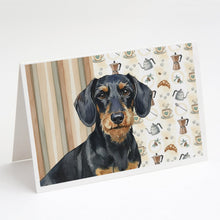 Load image into Gallery viewer, Wirehaired Black and Tan Dachshund Coffee Bar Greeting Cards Pack of 8