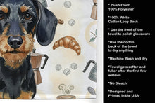 Load image into Gallery viewer, Wirehaired Black and Tan Dachshund Coffee Bar Kitchen Towel