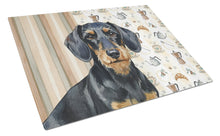 Load image into Gallery viewer, Wirehaired Black and Tan Dachshund Coffee Bar Glass Cutting Board