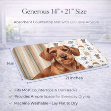 Load image into Gallery viewer, Wirehaired Red Dachshund Coffee Bar Dish Drying Mat