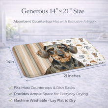 Load image into Gallery viewer, Wirehaired Wild Boar Dachshund Coffee Bar Dish Drying Mat