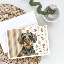 Load image into Gallery viewer, Wirehaired Wild Boar Dachshund Coffee Bar Greeting Cards Pack of 8