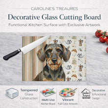 Load image into Gallery viewer, Wirehaired Wild Boar Dachshund Coffee Bar Glass Cutting Board
