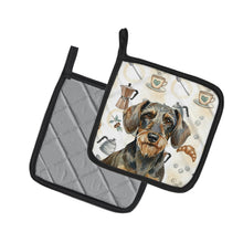 Load image into Gallery viewer, Wirehaired Wild Boar Dachshund Coffee Bar Pair of Pot Holders