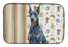 Load image into Gallery viewer, Blue Doberman Pinscher Coffee Bar Dish Drying Mat