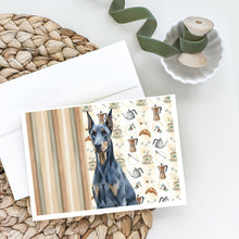Load image into Gallery viewer, Blue Doberman Pinscher Coffee Bar Greeting Cards Pack of 8