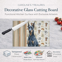 Load image into Gallery viewer, Blue Doberman Pinscher Coffee Bar Glass Cutting Board