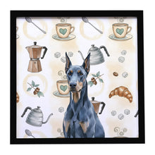 Load image into Gallery viewer, Blue Doberman Pinscher Coffee Bar Framed Metal Print