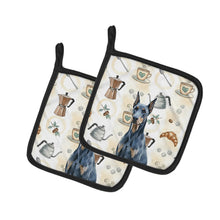 Load image into Gallery viewer, Blue Doberman Pinscher Coffee Bar Pair of Pot Holders