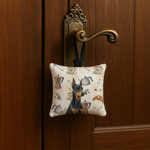 Load image into Gallery viewer, Doberman Pinscher Coffee Bar Hanging Square Fabric Ornament 3.5 × 3.5