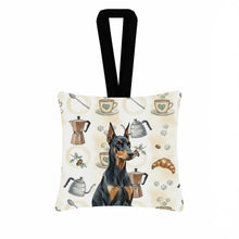 Load image into Gallery viewer, Doberman Pinscher Coffee Bar Hanging Square Fabric Ornament 3.5 × 3.5
