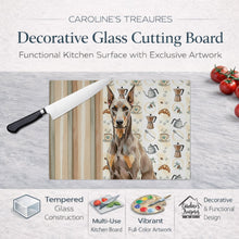 Load image into Gallery viewer, Fawn Doberman Pinscher Coffee Bar Glass Cutting Board
