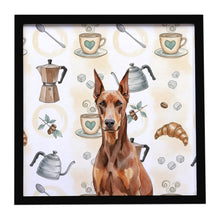 Load image into Gallery viewer, Red Doberman Pinscher Coffee Bar Framed Metal Print