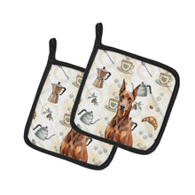 Load image into Gallery viewer, Red Doberman Pinscher Coffee Bar Pair of Pot Holders