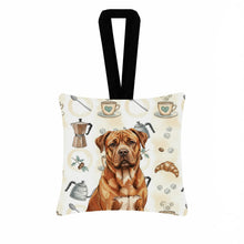 Load image into Gallery viewer, Mahogany Dogue de Bordeaux Coffee Bar Hanging Square Fabric Ornament 3.5 × 3.5