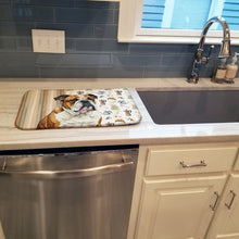 Load image into Gallery viewer, Brindle and White English Bulldog Coffee Bar Dish Drying Mat