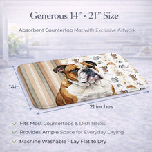 Load image into Gallery viewer, Brindle and White English Bulldog Coffee Bar Dish Drying Mat