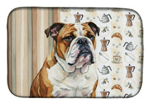 Load image into Gallery viewer, Brindle and White English Bulldog Coffee Bar Dish Drying Mat