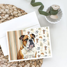 Load image into Gallery viewer, Brindle and White English Bulldog Coffee Bar Greeting Cards Pack of 8