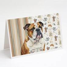 Load image into Gallery viewer, Brindle and White English Bulldog Coffee Bar Greeting Cards Pack of 8