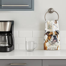 Load image into Gallery viewer, Brindle and White English Bulldog Coffee Bar Kitchen Towel