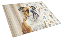 Load image into Gallery viewer, Brindle and White English Bulldog Coffee Bar Glass Cutting Board