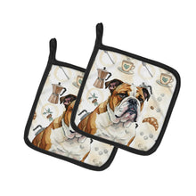 Load image into Gallery viewer, Brindle and White English Bulldog Coffee Bar Pair of Pot Holders