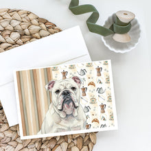 Load image into Gallery viewer, White English Bulldog Coffee Bar Greeting Cards Pack of 8