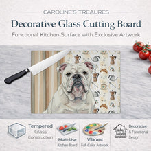 Load image into Gallery viewer, White English Bulldog Coffee Bar Glass Cutting Board