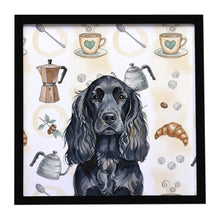 Load image into Gallery viewer, Black English Cocker Spaniel Coffee Bar Framed Metal Print