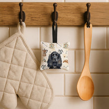 Load image into Gallery viewer, Black English Cocker Spaniel Coffee Bar Hanging Square Fabric Ornament 3.5 × 3.5