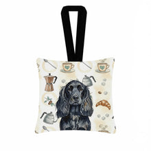 Load image into Gallery viewer, Black English Cocker Spaniel Coffee Bar Hanging Square Fabric Ornament 3.5 × 3.5