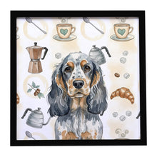 Load image into Gallery viewer, Blue Roan &amp; Tan English Cocker Spaniel Coffee Bar Framed Metal Print