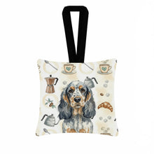 Load image into Gallery viewer, Blue Roan &amp; Tan English Cocker Spaniel Coffee Bar Hanging Square Fabric Ornament 3.5 × 3.5